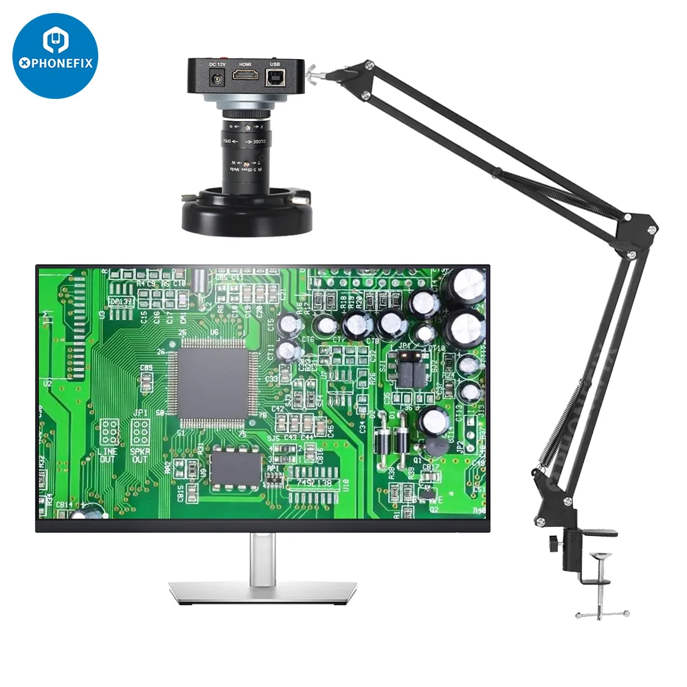 38MP 1080P Microscope Camera 5-50mm Lens +Tripod HDMI USB Industrial Electronic Digital Video Microscope for Repair Soldering