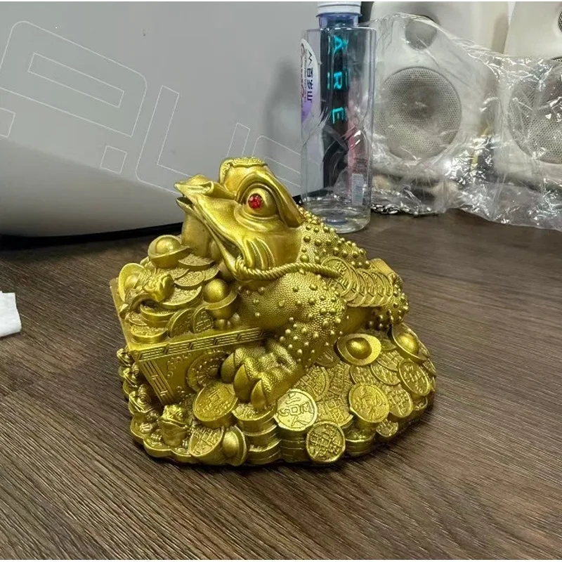 Pure - Fortune Bringing Golden Toad - Daily Wealth Accumulation - Home And Shop Decorative Brass Go