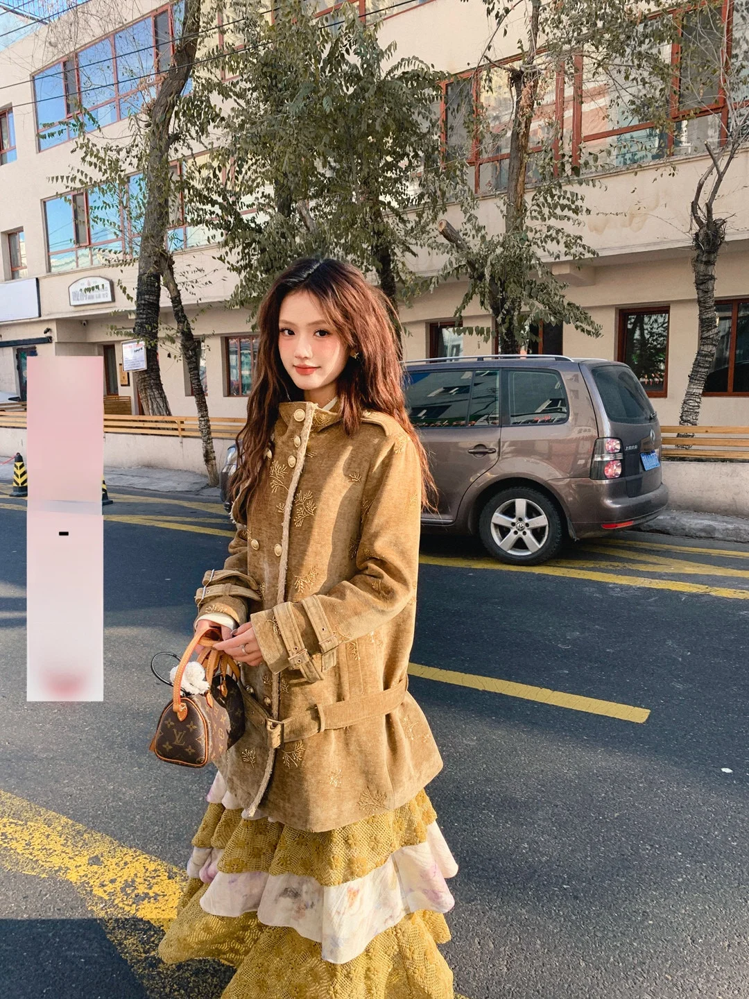 

Gula Liangpin Heavy Industry Bright Sequin Embroidery Mid-Length Woolen Coat Loose Street Sle Top Korean Version Straight Cut