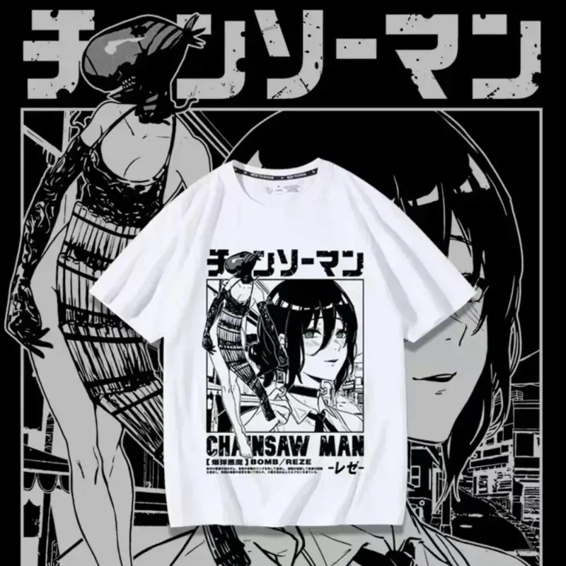 Anime T-shirt Women Chainsaw Man Manga Graphic Men Cotton Short Sleeve Tee Plus Size Women Tops Summer