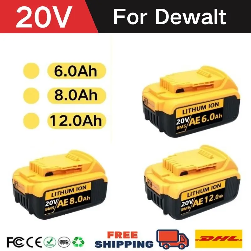 

DCB200 20V 12.0Ah Lithium Replacement Battery For Dewalt 18V DCB184 DCB200 DCB182 DCB180 DCB181 DCB182 DCB201 DCB206