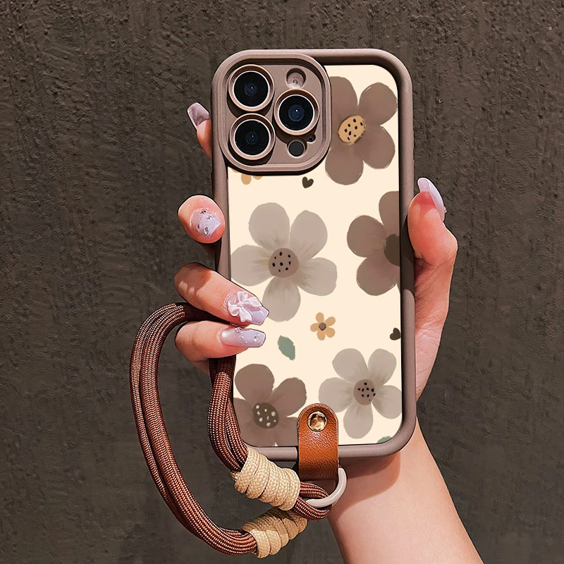 Retro-Blumenmuster Lanyard-Handyhülle für Samsung Galaxy Note 20 S24 S25 S26 Plus S24 S23 FE S23 S24 S25 Ultra A56 Cover – Detail 1