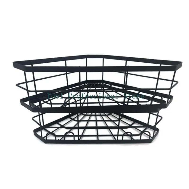 

57QF Bathroom Corner Shelf Polygon Storage Rack Multiple Layer Organizes Iron Art