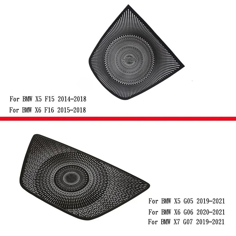 For BMW X5 X6 X7 F15 G05 F16 G06 GO7 2014-2022 Aluminum Alloy Black Car Dashboard Speaker Cover Trim Stickers Car Accessories