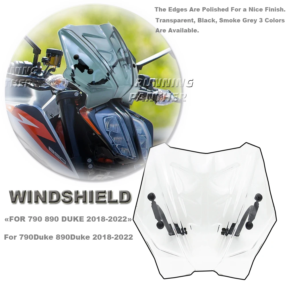 

Motorcycle Front Fairing Windscreen Windshield Fly Wind Deflector Screen FOR 790 890 Duke 790Duke 890Duke 2018-2022 2021 2020