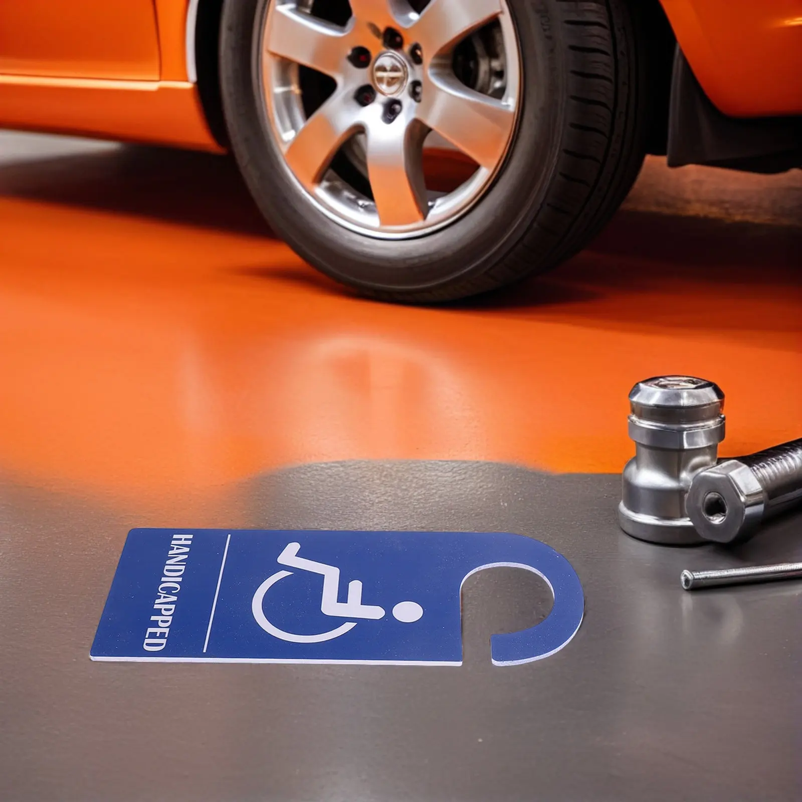 2Pcs Blue Handicap Parking Placard Sign PVC Waterproof Disabled Person Parking Permit Hanger for Car Rearview Mirror Door Hook