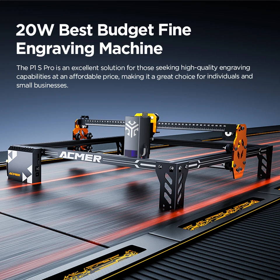 ACMER P1 S Pro 20 واط 10 واط 6 واط الليزر حفارة دعم واي فاي جيروسكوب النقش بالليزر آلة القطع منقوشة الخشب ورنيش المعادن