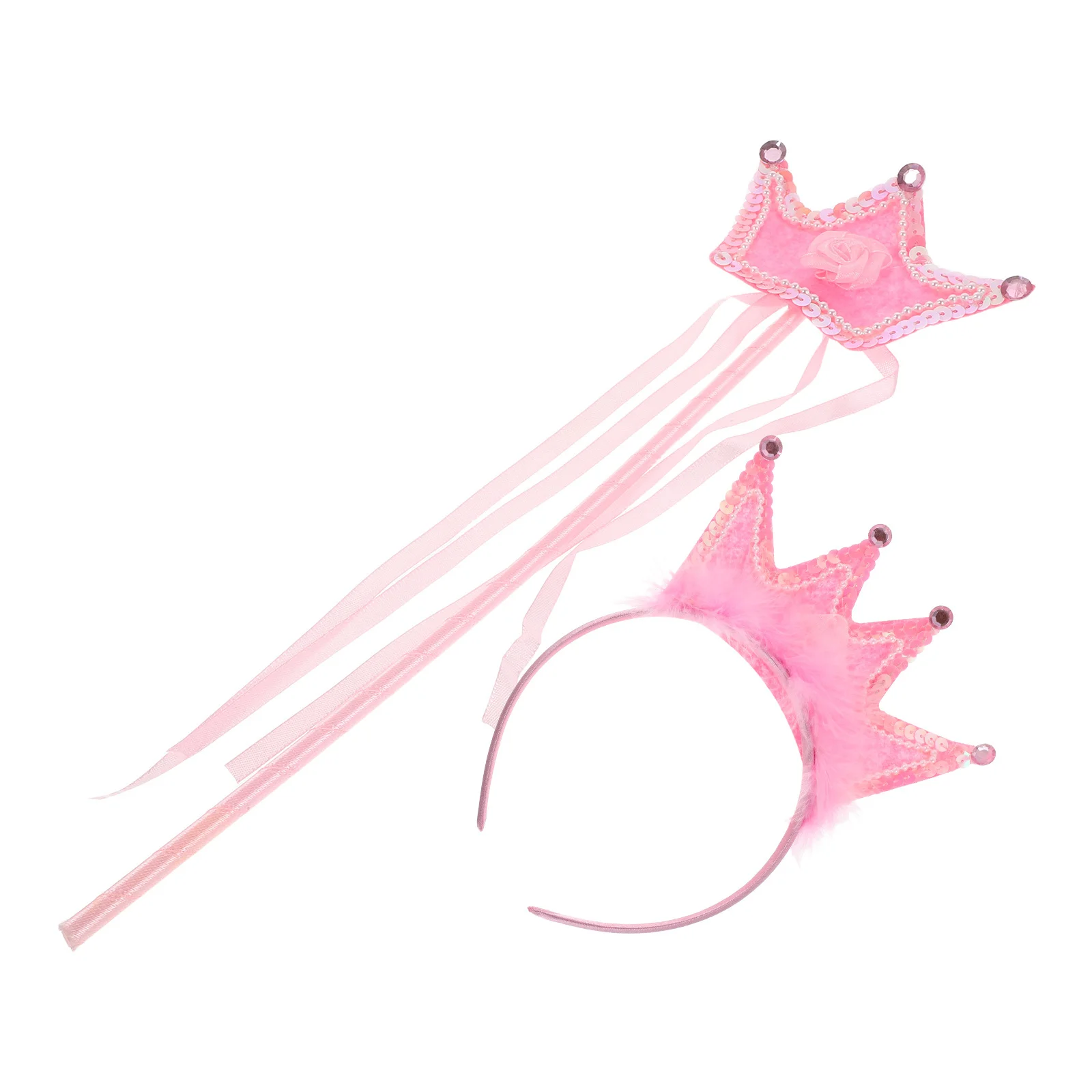 1Set Prinses Kroon Hoofdband Toverstaf Set Huidvriendelijk Materiaal Kinderen Verjaardag Kostuum Accessoires Kroon Hoofdband Kostuum Hoofddeksels