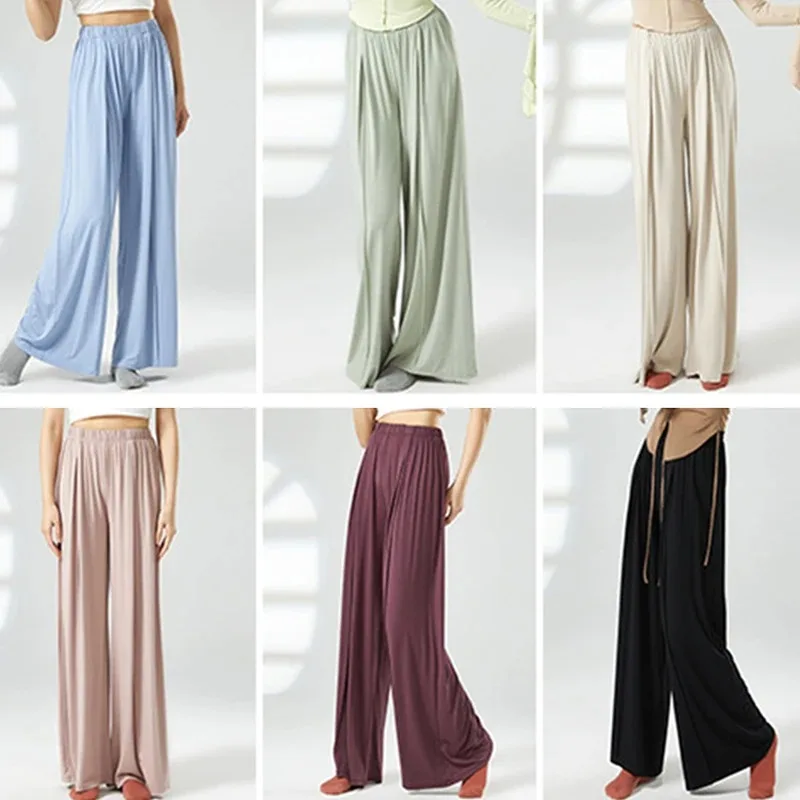 Women Classic Dance Pants Wide Leg Soft Elastic Modern Dance Yoga Body Rhyme Ballet Trainning Practice Trousers