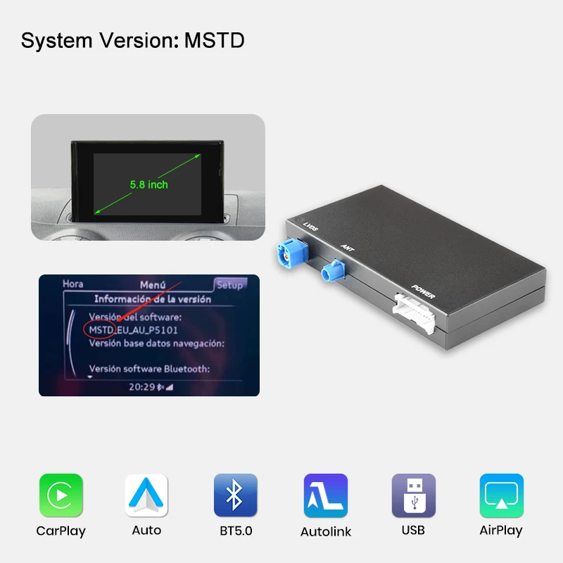 Junsun Android Auto Draadloze CarPlay voor Audi A3 8v Q2 8P 2013-2018 Spiegel Link AirPlay Bluetooth USB Reverse Camera Navigatie - afbeelding 1