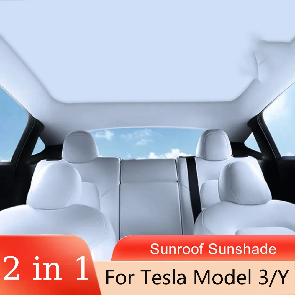 SORGHUM For Tesla Model 3/Y 2021-23 New Front Rear Sunroof Skylight Sun Heat Insulation Sunshades Glass Roof Sun Shade assembly