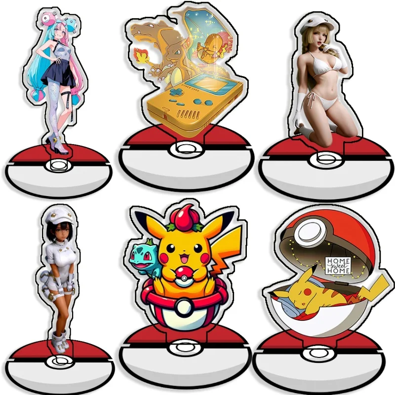 Figurines en acrylique recyclé pour Pokémon Qikachu Serena Bulbasaur Charizard, décoration de bureau, créativité décorative, cadeau mignon, 15 cm