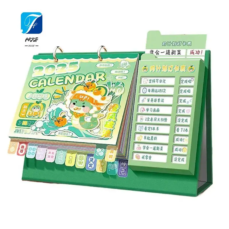A55F-2025 Desk Calendar Year Of The Snake Tabletop Flipes Monthly Calendar Schedules Planner With Labels For Kids Planning
