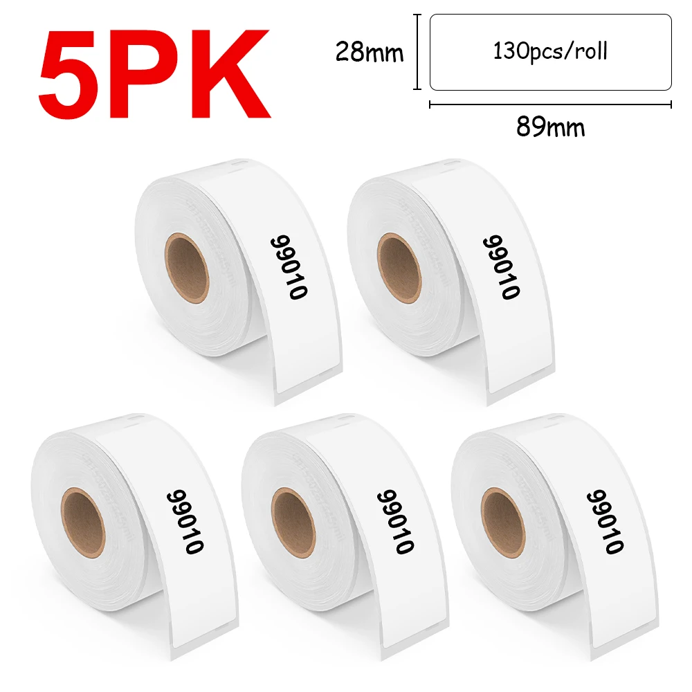 5Rolls 99010 Compatible Dymo LW Thermal Paper LW 99010 Adhesive address sticker for DYMO LabelWriter 450 450 Turbo 4XL Printer