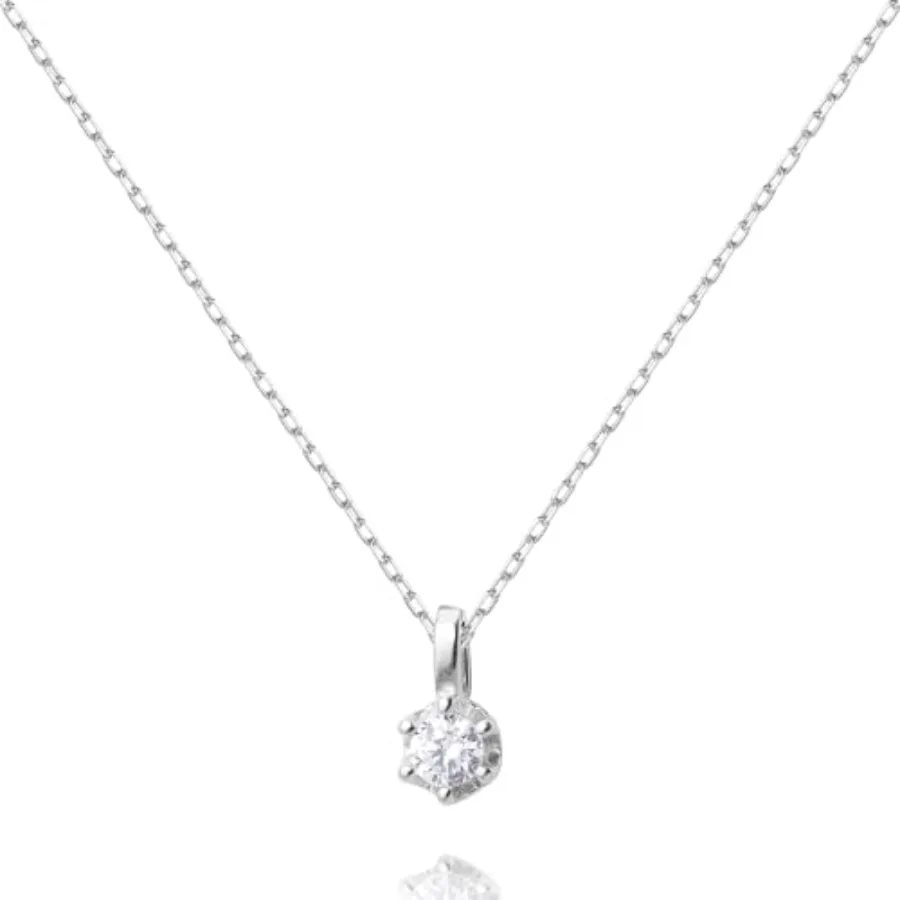 

Tiny Cubic Zirconia Pendant Necklace for Women 14K Gold Plated Sterling Silver Pendant Necklaces, 17.5 inch with Adjustable Sli