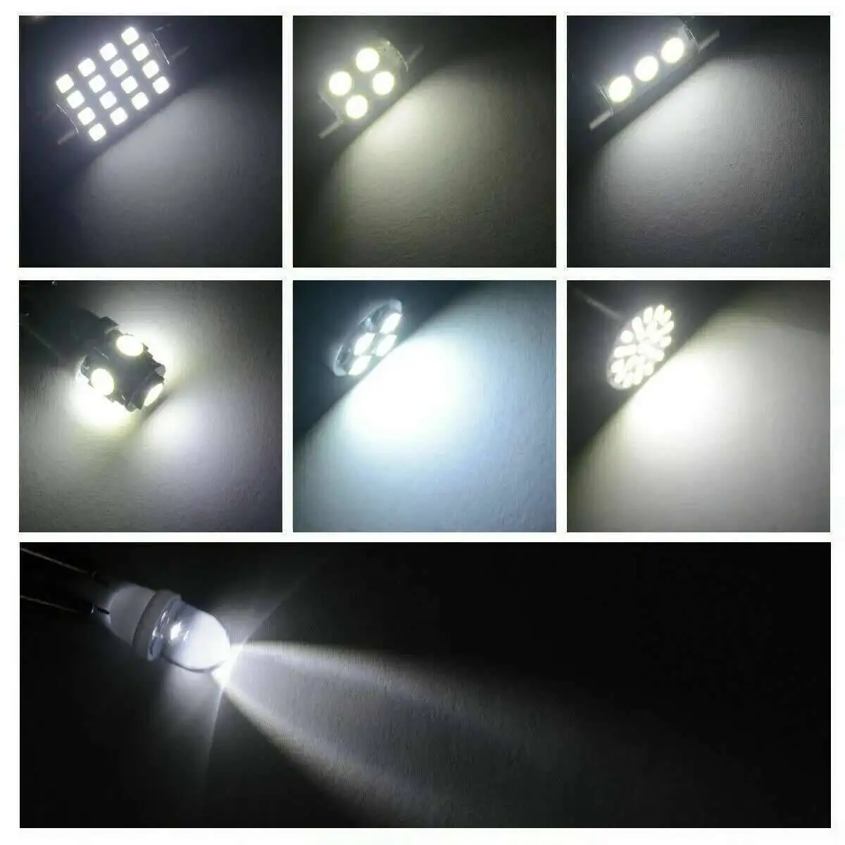 42Pcs Car Lights T10 6000K SMD LED Replacement License Plate/Reading Xenon White Interior Light Bulbs