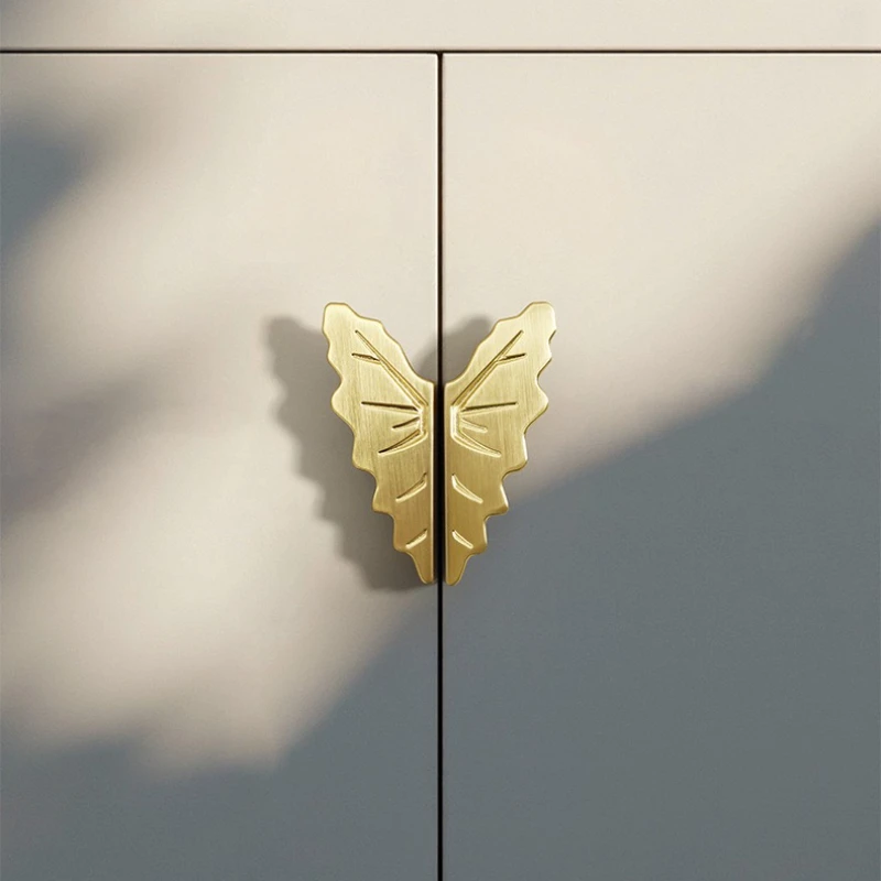 New Chinese Style Leaf Handles for Furniture Zinc Alloy Handles for Wardrobe and Drawer Kitchen Cabinet Drawer Handles