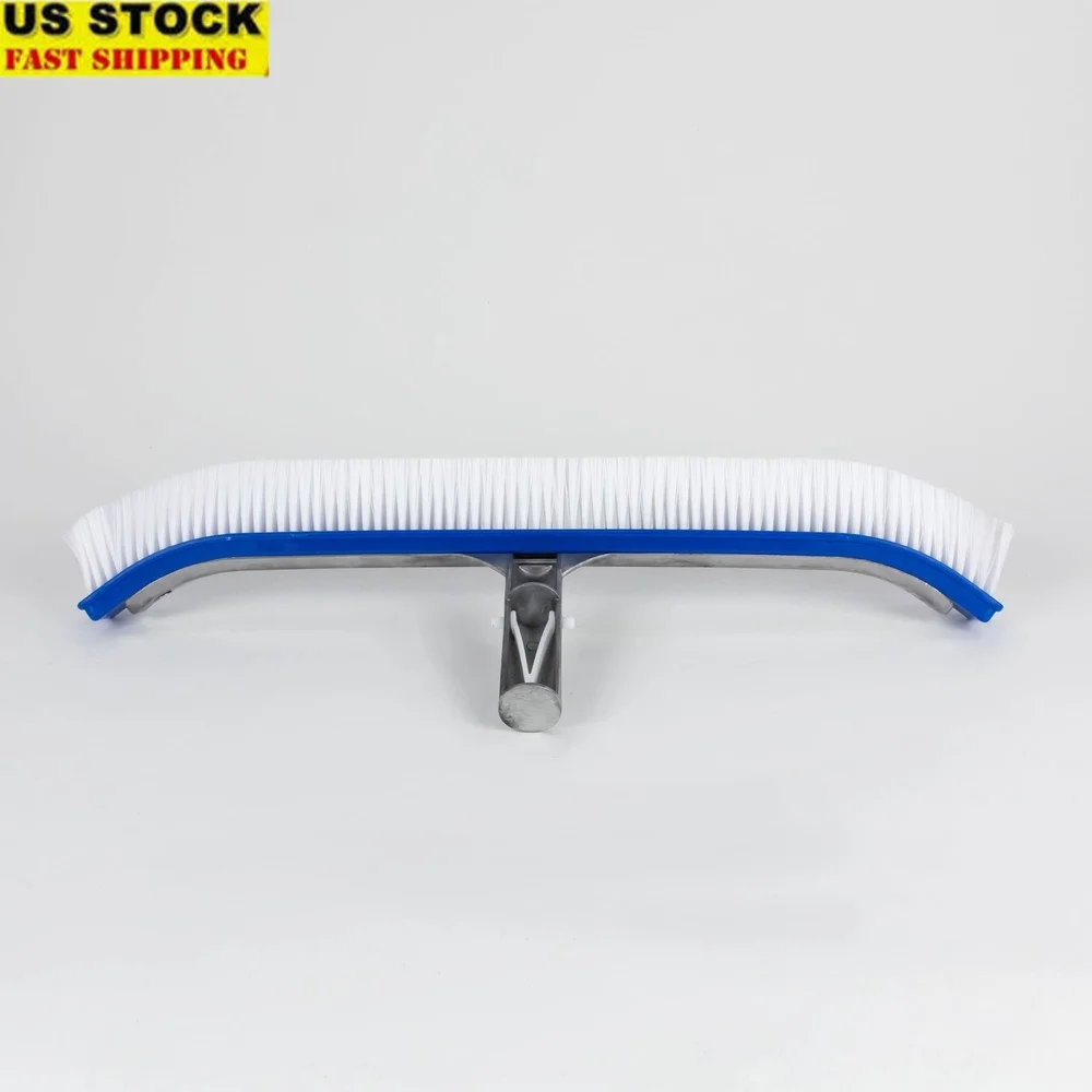 

Curved Aluminum Pool Cleaning Brush 18 Inch Durable Bristle Wall Brush Above Ground Inground Pools Easy Reach Design