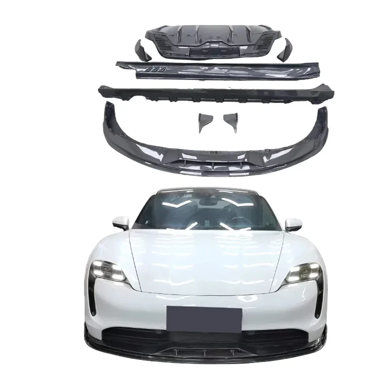 Reliable PK Style Carbon Body Kit Taycan Front Lip Side Skirts Rear Diffuser Spoiler Sport Universal Fit Car Guard