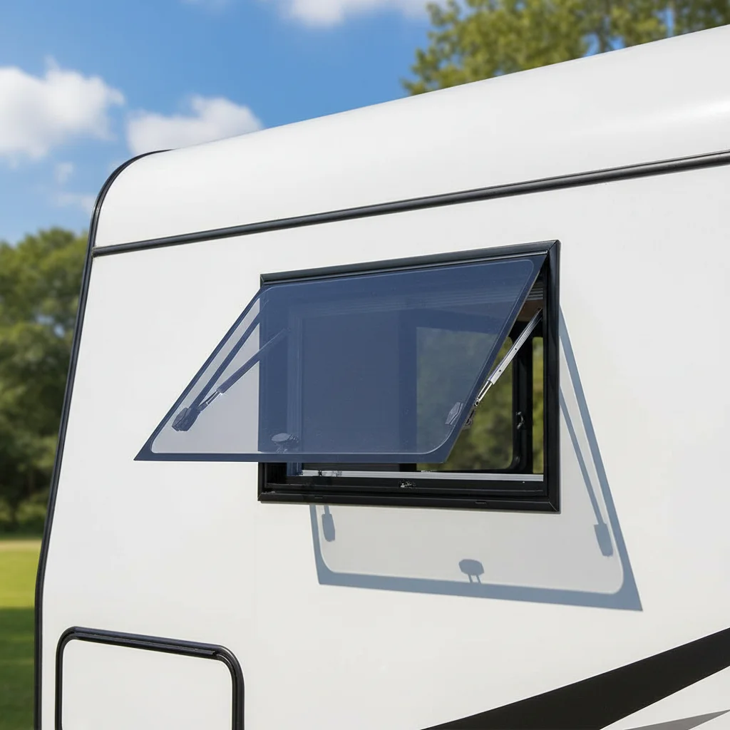 Universal Fit 500x450mm Double Glazing Acrylic Right Angle Flat Window With Anti-insect Net Sun Blind For RV Caravan Camper