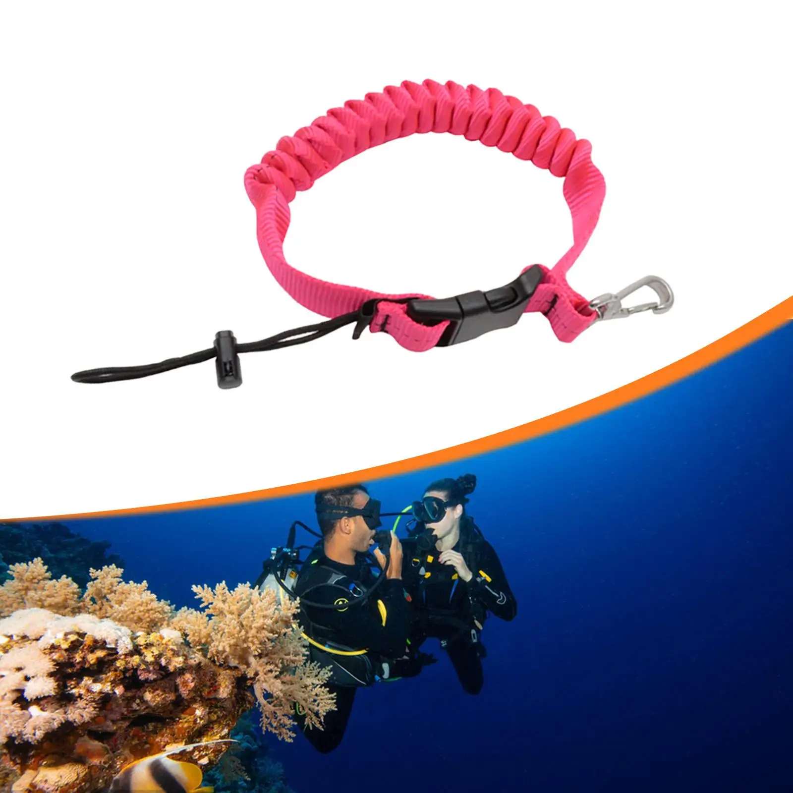 Cordon de plongée en nylon pour lampe de poche de caméra, enrouleur BCD avec clip à dégagement rapide, sangle robuste pour équipement de plongée sous-marine