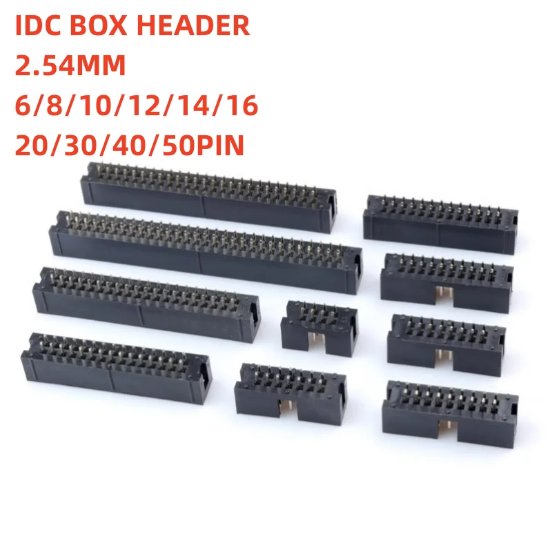 10pcs dip 6/10/20/26/34/40 PIN 2.54MM pitch MALE SOCKET straight idc box headers PCB CONNECTOR DOUBLE ROW 10P/20P/40P DC3 HEADER