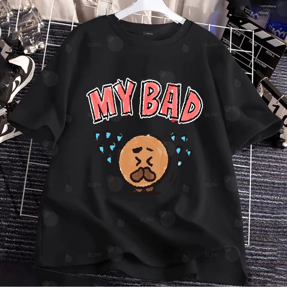 

Family Matching Hoodies Cute Cartoon MY BAD Print Casual Parent-child Sweatshirts Soft Comfortable BTS Jersey for Adults Kids