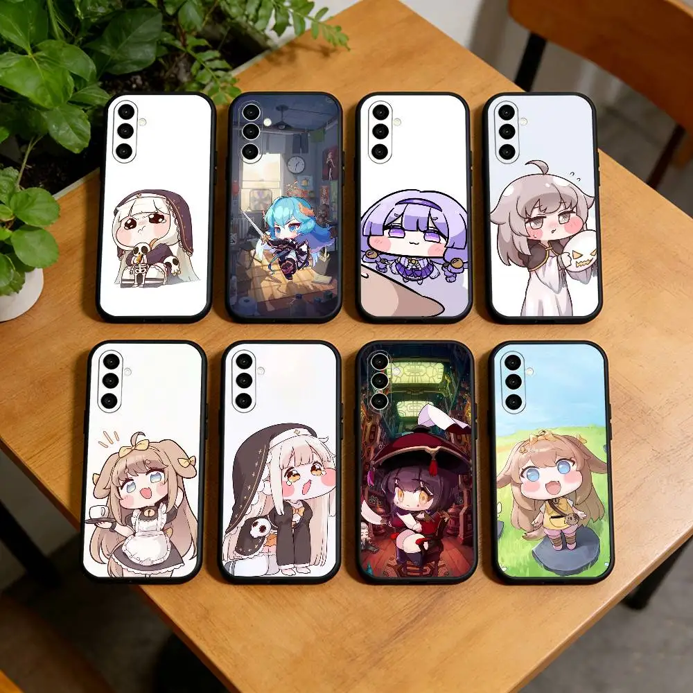 Trickcal Chibi Go Game Phone Case Black Silicone Soft For Samsung Galaxy A73,A72,A71,A70,A53,A52,A51