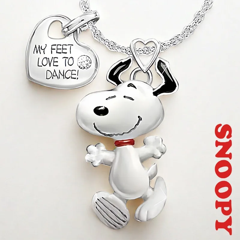 Colar Snoopy dos desenhos animados para mulheres e meninas, Pingente De Metal, Decoração Vintage Cão, Brinquedos Infantis, Corrente Kawaii, Moda