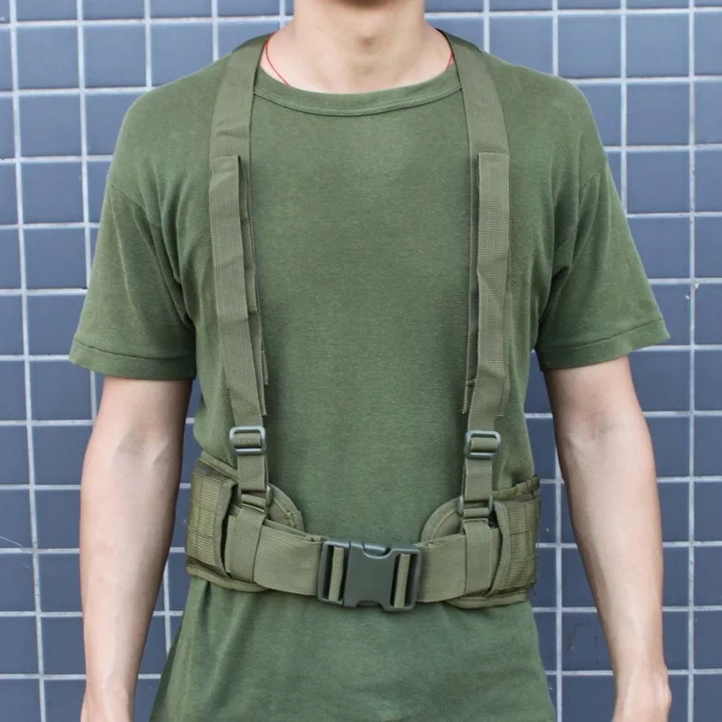 Camouflage Nylon MOLLE Waist Belt with Adjustable Shoulder Straps for Outdoor Training Pouches and Utility Gear view 3