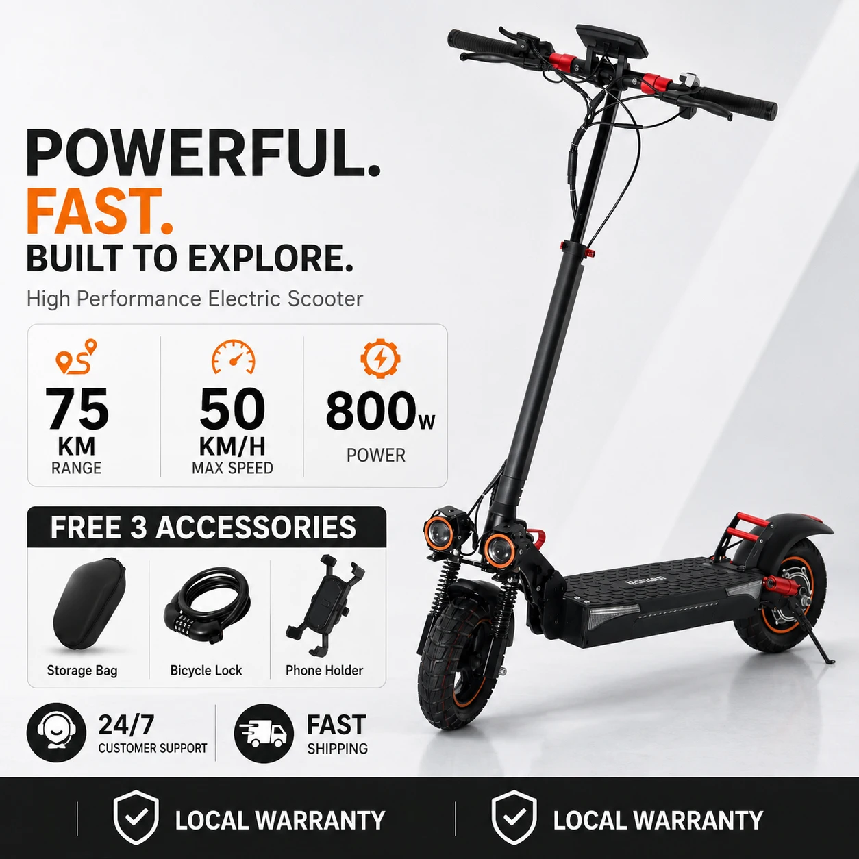 Faltbarer Elektroroller für Erwachsene 800W 48V 20,8Ah LED-Display Offroad E-Scooter mit APP, Max. 50KM/H Geschwindigkeit, 10-Zoll Offroad-Reifen 60-80km Reichweite Doppelte Stoßdämpfer, 120KG