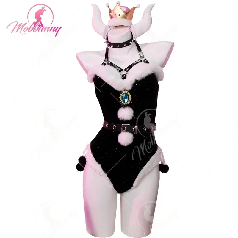 

MOBBUNNY женский рождественский меховой комбинезон, черный боди, нечеткая комбинезон, нижнее белье для косплея, Senta Babydoll, домашняя одежда, пижамы