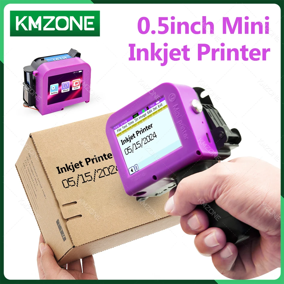 Imagem -01 - Impressora Jato de Tinta Portátil com Pistola Secagem Rápida Tinta Não Criptografada Código qr Data do Número do Lote Vários Idiomas 127 mm
