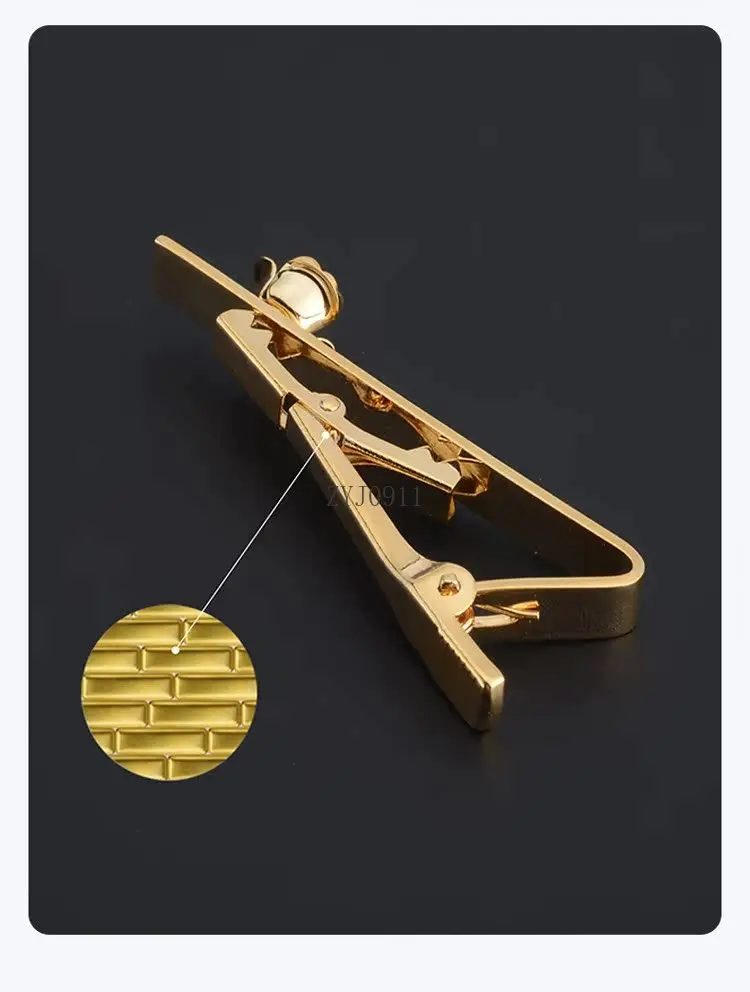 مشبك ربطة عنق ذهبي للرجال بإبزيم ثابت للأعمال الراقية للرجال والنساء نفس مشبك ربطة عنق