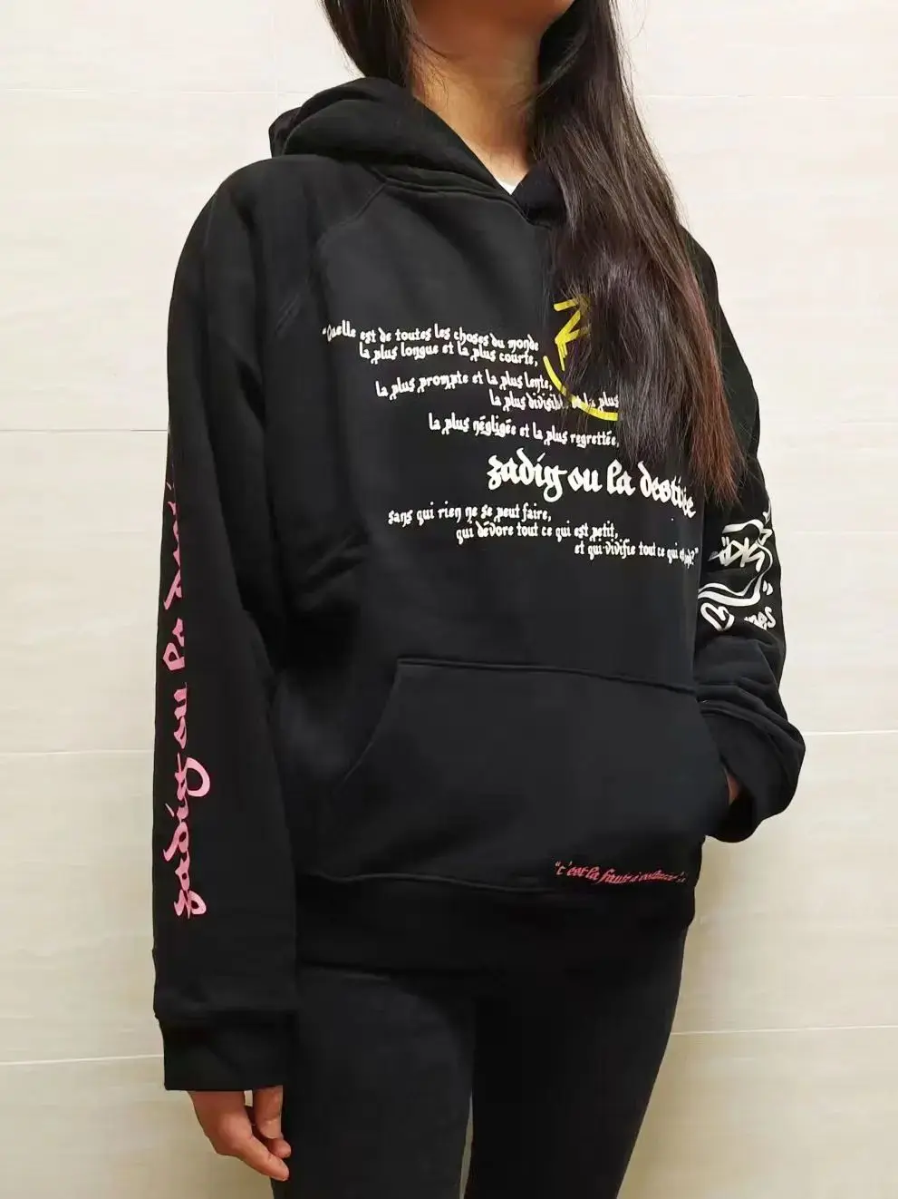 

fiti Letter Print Cotton Hoodie Women's Loose Long Sve Sweatirt Comfortable Streetwear Sle Autumn Faion