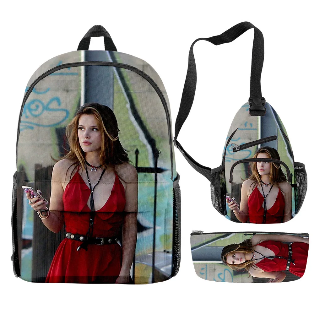 

Popular Youthful Funny bella thorne 3pcs/Set Backpack 3D Print Bookbag Laptop Daypack Backpacks Chest Bags Pencil Case