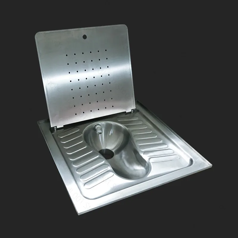 Western Style Squat Toilet Stainless Steel Flush Squat Toilet Pan with Cover