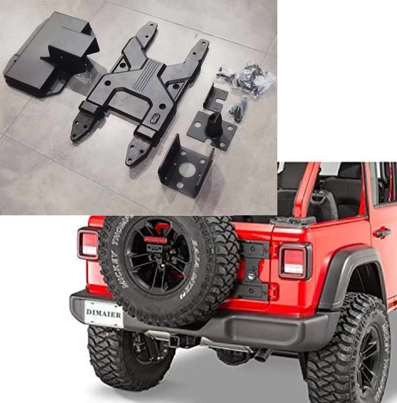 Car Spare Tire Carrier Tailgate Bracket Hinge Reinforcement Kits  For 2018-UP Jeep  Wrangler JL