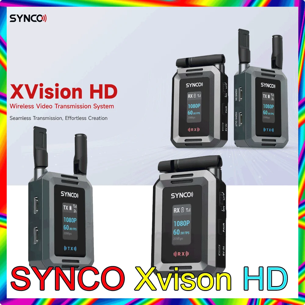 Synco Xvison HD Video Nirkabel TX & RX 1080P60 UVC Streaming, Latensi Rendah 80ms, Nol Kebisingan untuk Kamera/Smartphone/PC Live Streaming