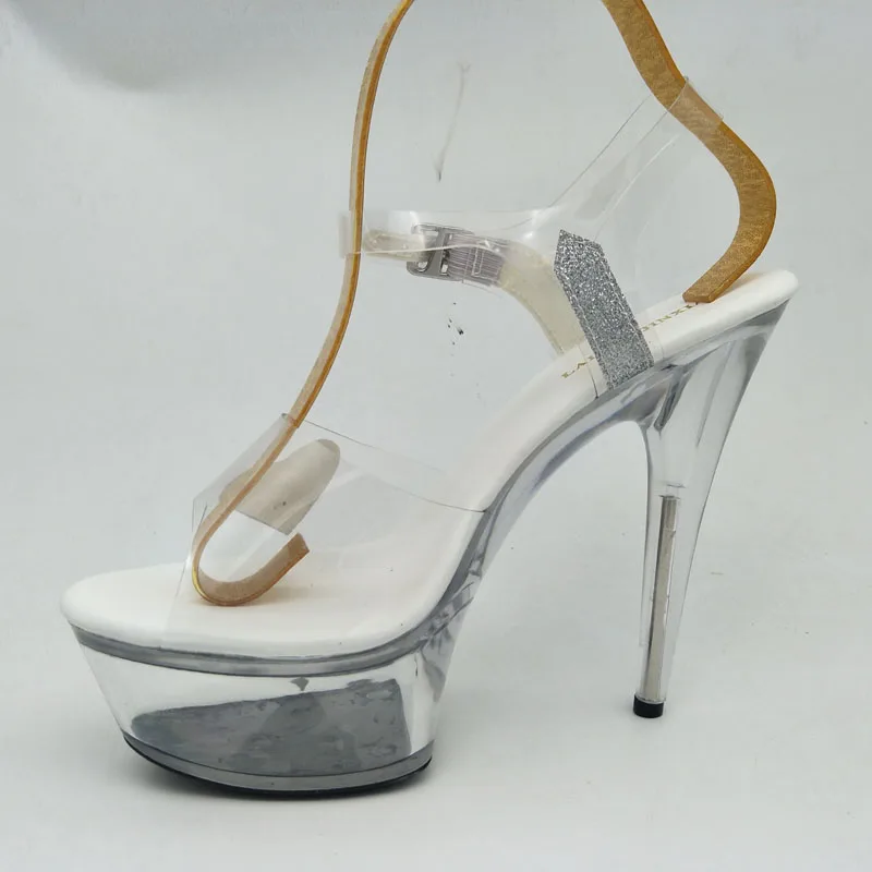 

LAIJIANJINXIA New 15CM/6inches PVC Upper Model Sexy Exotic High Heel Platform Party Women Sandals Pole Dance Shoes H142