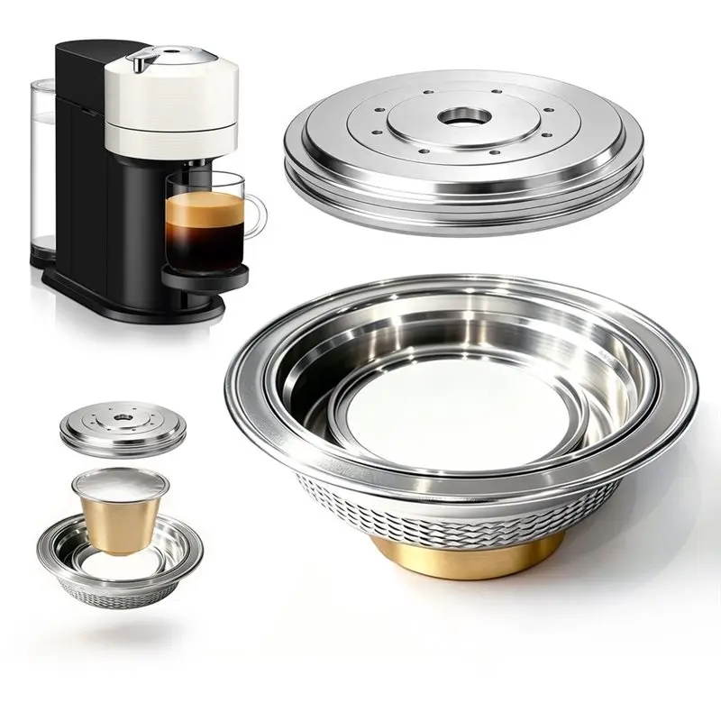 IALJ-Coffee Pod Adapter: Reusable 304 Stainless Steel Converter For Nespresso Vertuo Machines -