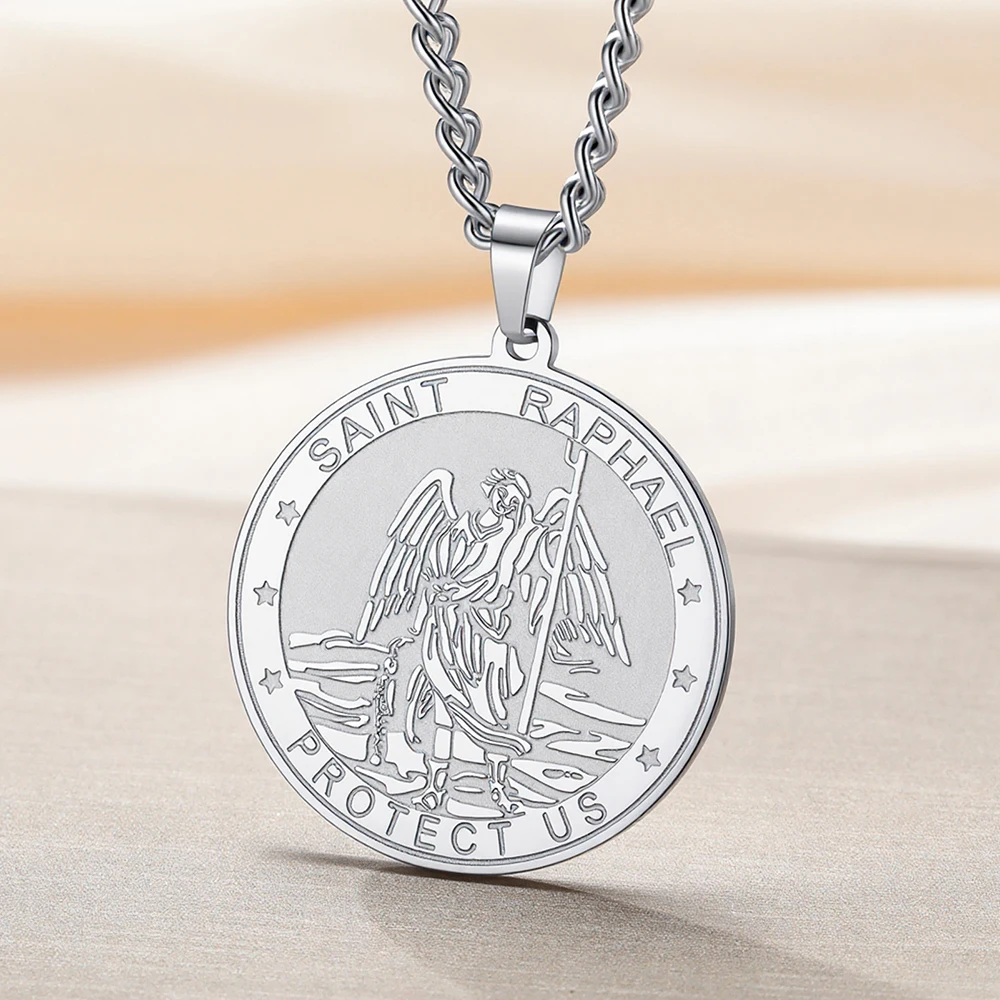 Dawapara Erzengel Raphael Gebetskette Heilung Wächter Anhänger Schutzpatron Katholischer Schmuck Edelstahl – Detail 9