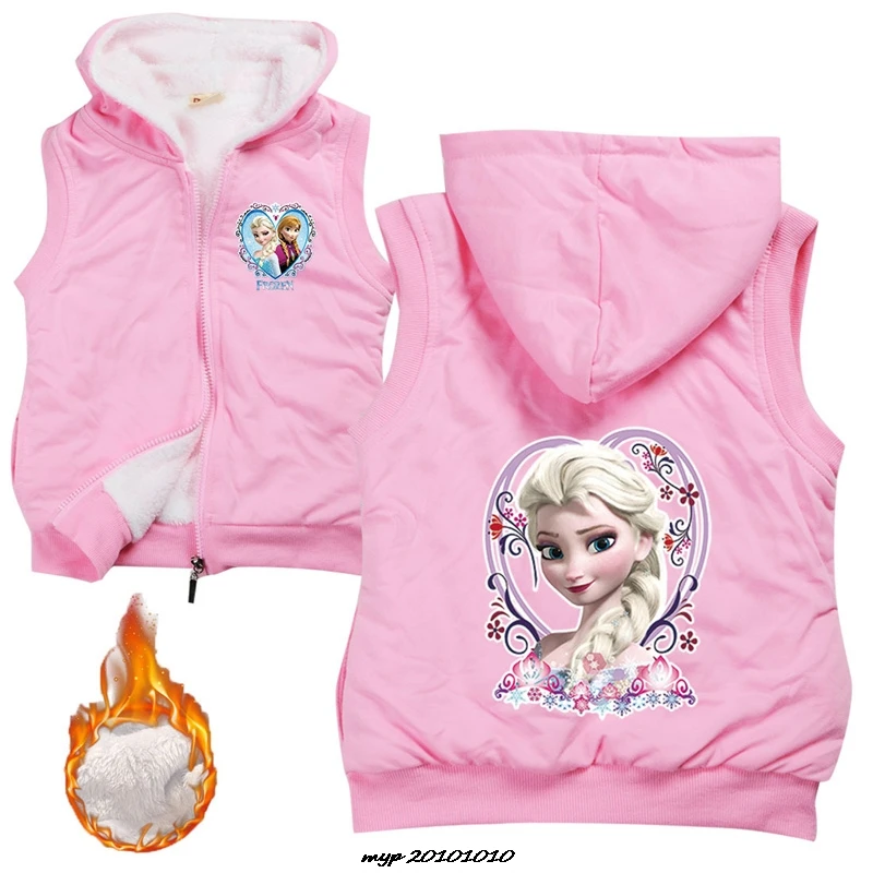 Frozen Elsa Teenagers Children Jacket Vests Warm Autumn Winter Boys Girls Parent-Child Coat Waistcoat Kids Hooded Outerwear