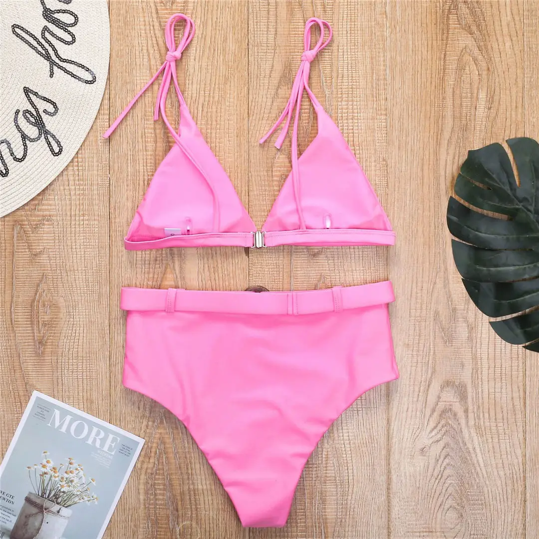 4 Farben Damen-Badeanzug High-Waist-Bikini 2026 Damen-Bademode Zweiteiliges Bikini-Set mit Gürtel Badeanzug Schwimmanzug V2359 – Detail 12