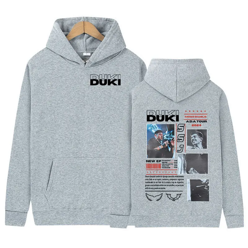 Duki ADA Tour 2024 Graphic Hoodie Men's Hip Hop Fashion Oversized Sweatshirt Rapper Man Gothic Retro Pullover Hoodies Streetwear