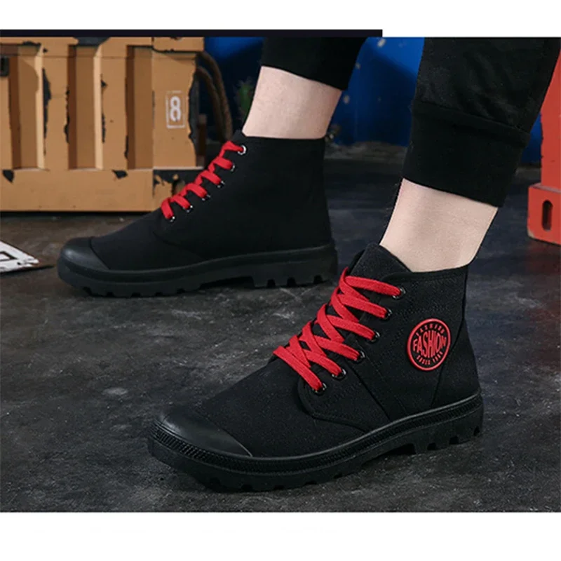 

Spring Autumn Cloth Shoes Mens Ankle Boots Flat Non-slip Street Style Fashion Brand Male Footwear D322