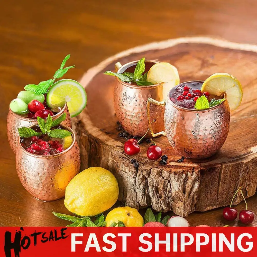 

Mug Drum-Type Beer Cup Coffe Water Glass Drinkware Champagne Stainless Steel Copper Plated Goblet Anti-fall Glass Cocktail