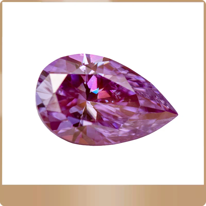 

Moissanite Stone Pear Cut Sakura Pink Color Lab Created Diamond DIY Woman Jewelry Making Materials with GRA Certificate