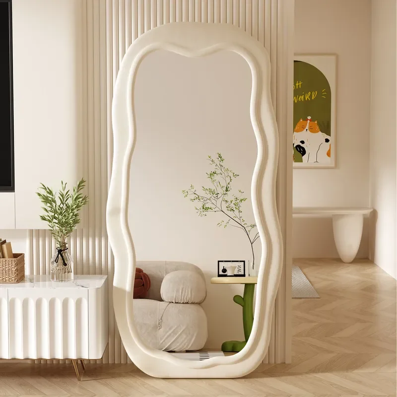for Cream Wind Creative Full Body Mirror Floor Standing Household Girls Bedroom Special Shaped Full Length Light Luxury