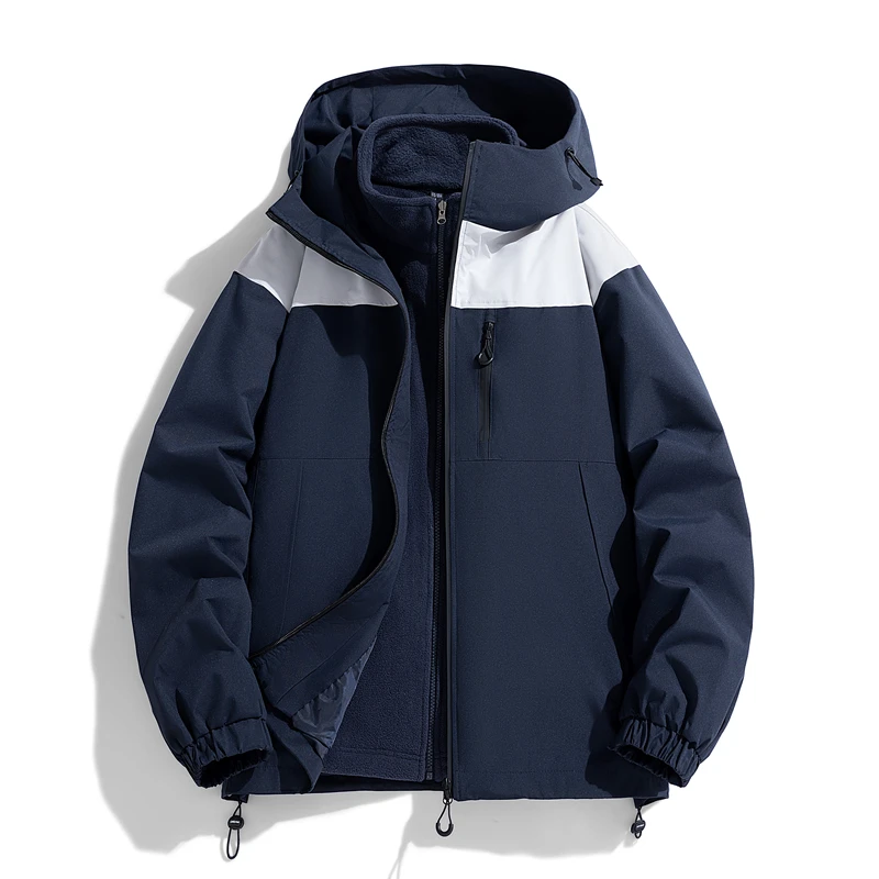 

New Autumn Winter Men's Jacket High Quality Printed Outdoor Sports Hooded Windproof Fashion Casual Men Hiking Clothing 3 in 1